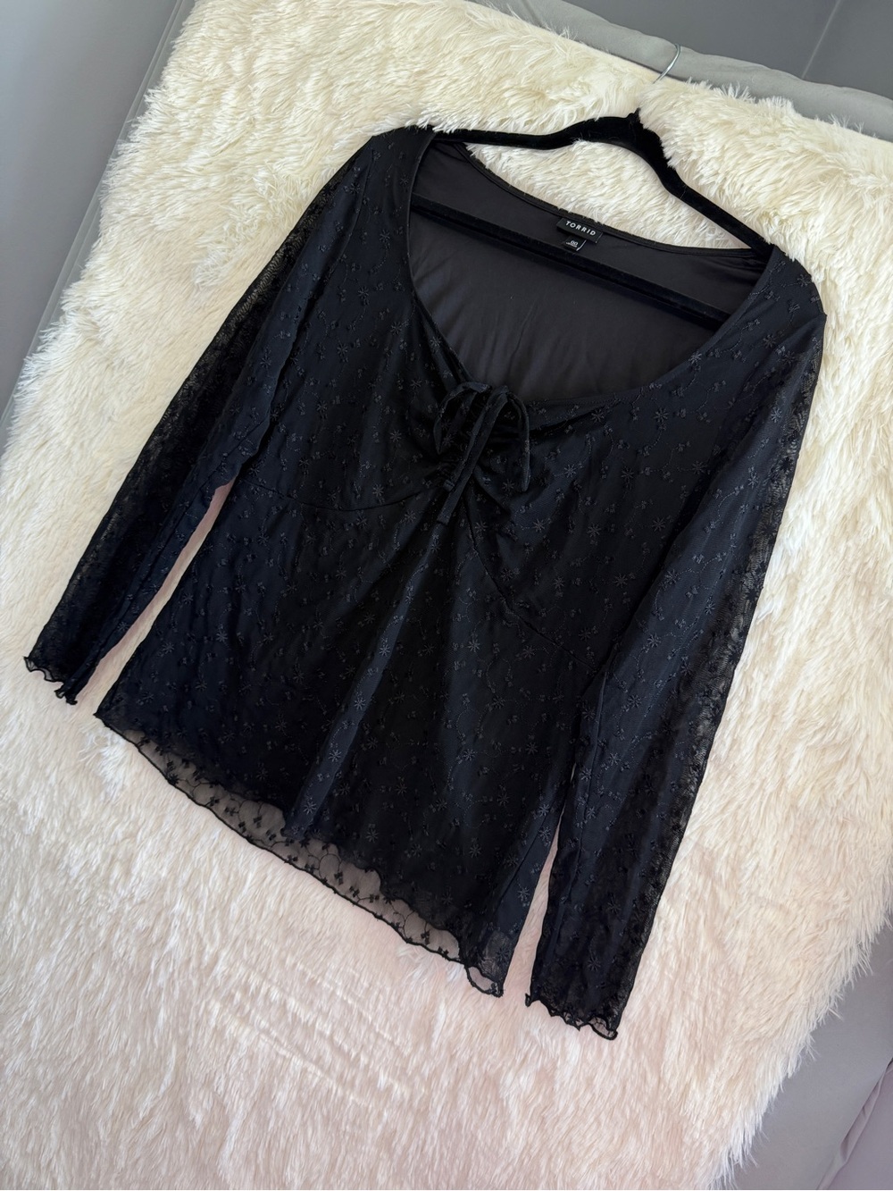 Torrid Womens Whimsigoth Babydoll Top Size 00 Black Fairy Grunge Floral Witchy